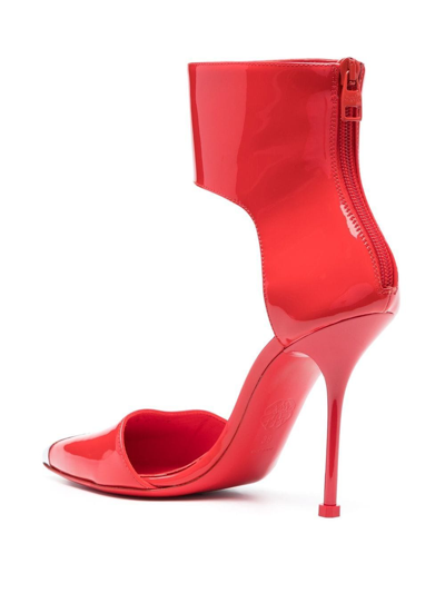 Shop Alexander Mcqueen 115mm Metallic Toe-cap Detail Pumps In Red