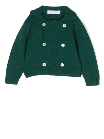 Shop Mariella Ferrari Double-breasted Knit Cardigan In Green