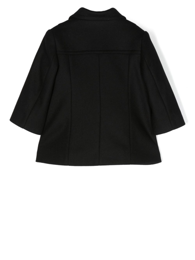 Versace Double-breasted Button Coat In Black