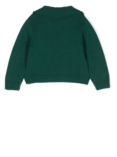 Shop Mariella Ferrari Double-breasted Knit Cardigan In Green