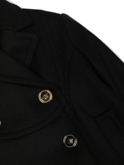 Shop Versace Double-breasted Button Coat In Black