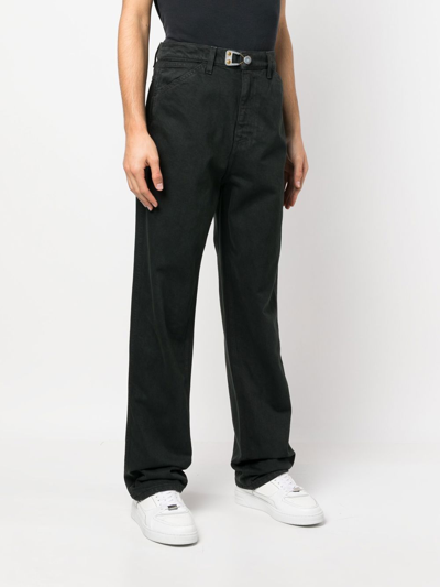 Objects Iv Life Buckle-detail Straight-leg Jeans In Grey