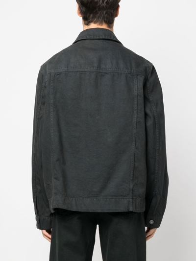 Shop Objects Iv Life Organic Cotton-linen Denim Jacket In Grey