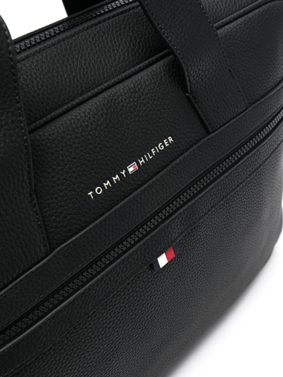 Tommy Hilfiger Logo-plaque Laptop Bag In Black