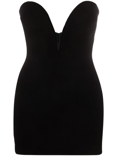 Shop Monot Plunging-neck Strapless Minidress In Black