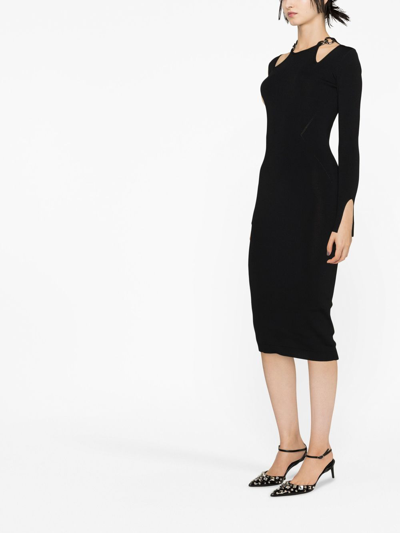 Shop Patrizia Pepe Chain-link Detail Stretch-jersey Dress In Black