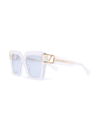 Valentino Vlogo Signature Square-frame Sunglasses In White
