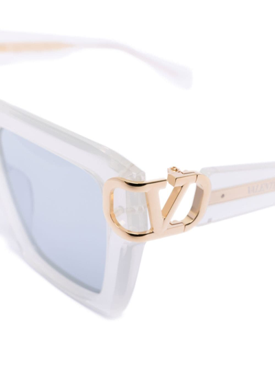 Valentino Vlogo Signature Square-frame Sunglasses In White