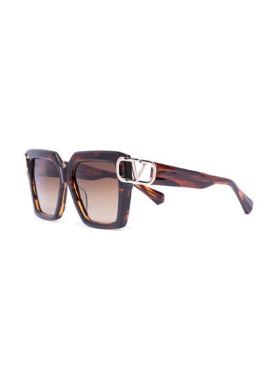 Shop Valentino Vlogo Signature Oversized-frame Sunglasses In Brown