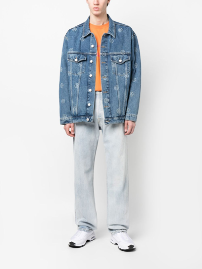 Martine Rose Indigo Extreme Shoulder Denim Jacket In Blue