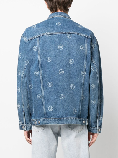 Shop Martine Rose Motif-print Denim Jacket In Blue