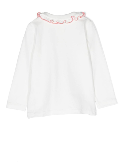 Shop Mariella Ferrari Ruffled-collar Polo Shirt In White