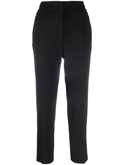 Shop Blugirl High-waisted Tapered-leg Trousers In Black