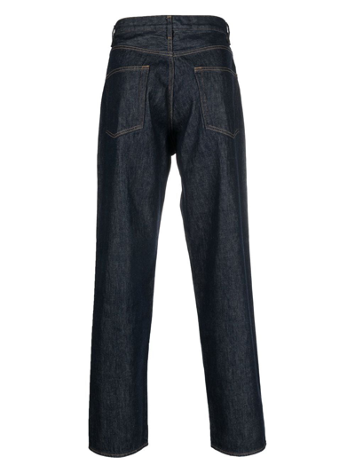 Auralee Indigo Hard Twist Denim Wide Jeans In Blue
