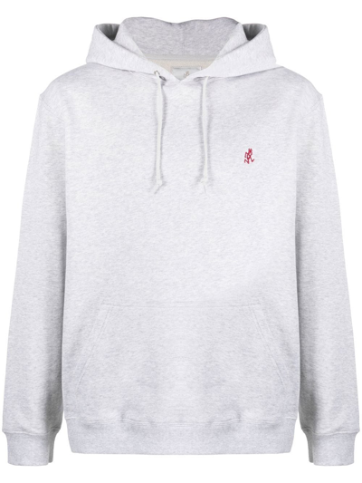 Shop Gramicci Logo-embroidered Cotton Hoodie In Grey