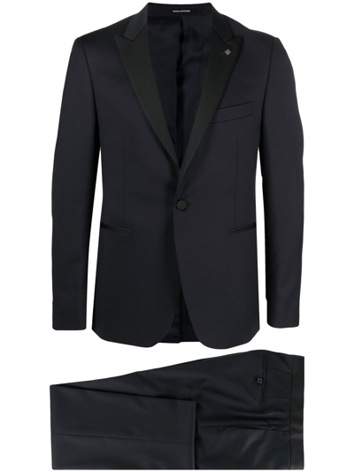 Shop Tagliatore Single-breasted Two-peice Suit In Blue