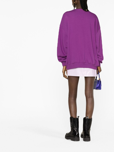 Rotate Birger Christensen Logo-print Crew-neck Jumper In Purple