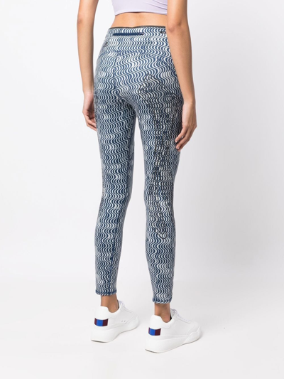 Shop Adidas By Stella Mccartney Truepace Abstract-print Running Leggings In Blue
