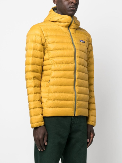 Shop Patagonia Logo-patch Padded Jacket In Yellow