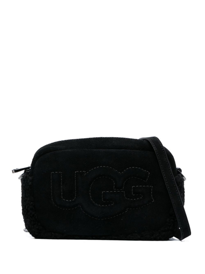 Shop Ugg Embroidered-logo Suede Crossbody Bag In Black