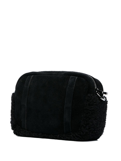 Shop Ugg Embroidered-logo Suede Crossbody Bag In Black