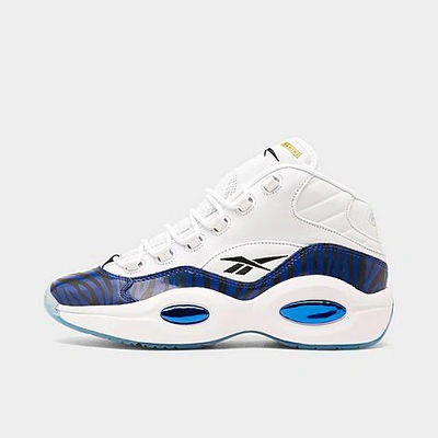 Shop Reebok Men's Question Mid Basketball Shoes In Footwear White/classic Cobalt/core Black