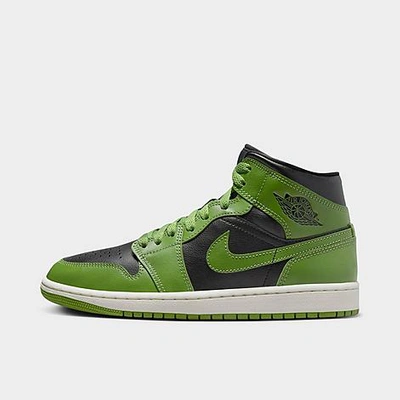 Shop Nike Women's Air Jordan Retro 1 Mid Casual Shoes In Black/altitude Green/sail