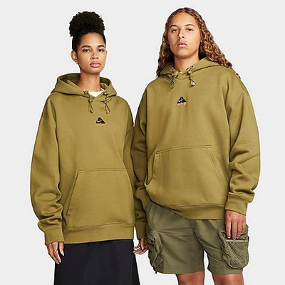 Shop Nike Acg Therma-fit Fleece Pullover Hoodie In Pilgrim/cargo Khaki/gold Suede/cargo Khaki