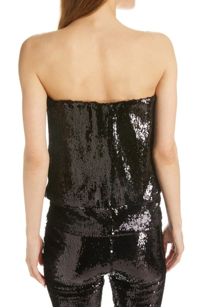 Shop Isabel Marant Mandy Plunge Neck Sequin Bustier Top In Black