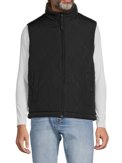 Shop Andrew Marc Men's Buchman Faux Shearling Puffer Vest In Black