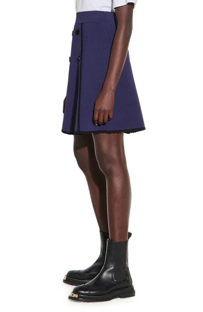 Sandro Jemy Button Front Skirt In Navy Blue