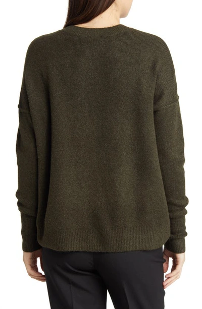 Vince Camuto Center Seam Crewneck Sweater In Dark Olive