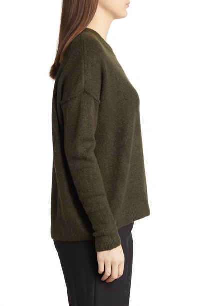 Vince Camuto Center Seam Crewneck Sweater In Dark Olive
