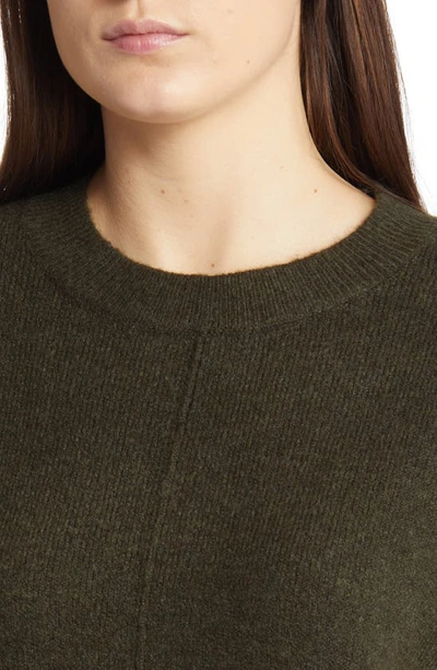 Shop Vince Camuto Exposed Seam Crewneck Sweater In Dark Olive