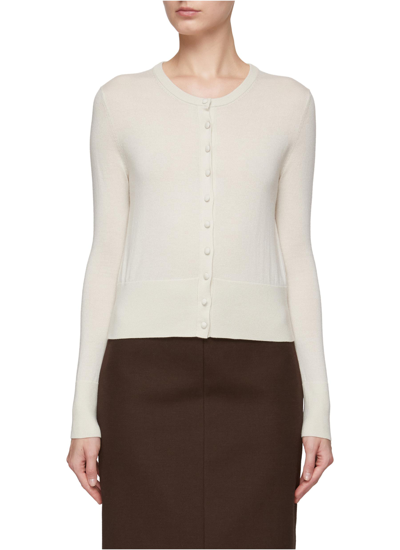 Shop Dreyden Cashmere Blend Knit Crewneck Cardigan In Neutral