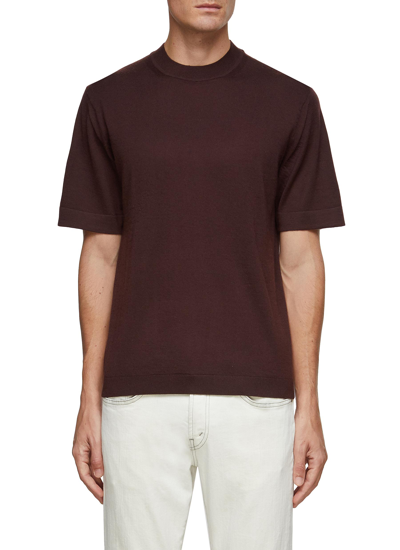 Shop Dreyden Cashmere Knit Loose Fit Crewneck T-shirt In Brown