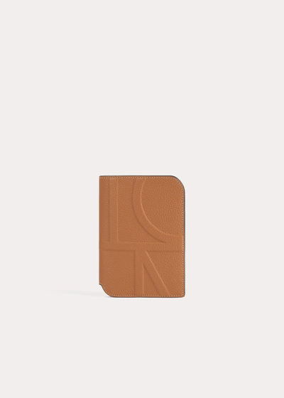 Shop Totême Monogram Leather Passport Holder Tan Grain