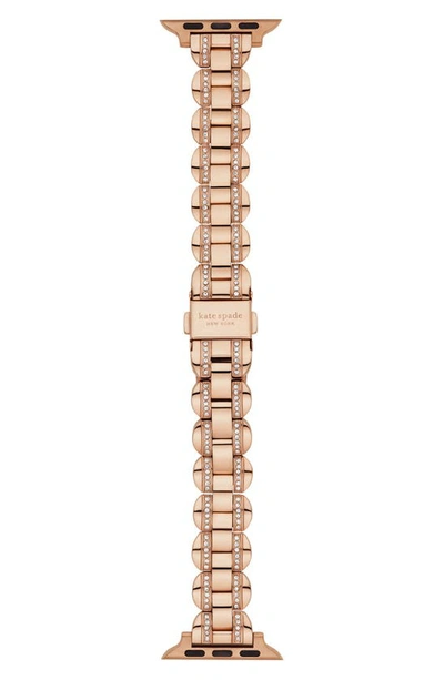 Shop Kate Spade Scallop 16mm Apple Watch® Pavé Bracelet Watchband In Rose Gold