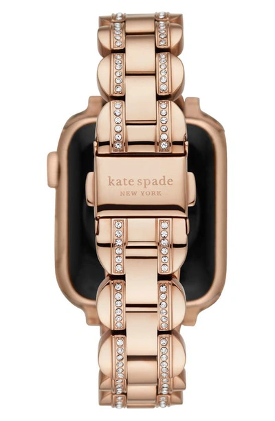 Shop Kate Spade Scallop 16mm Apple Watch® Pavé Bracelet Watchband In Rose Gold