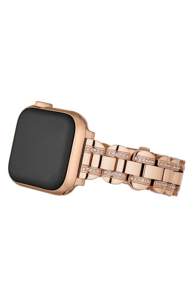 Shop Kate Spade Scallop 16mm Apple Watch® Pavé Bracelet Watchband In Rose Gold