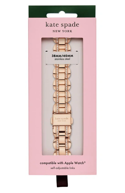 Shop Kate Spade Scallop 16mm Apple Watch® Pavé Bracelet Watchband In Rose Gold