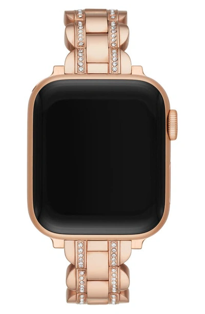 Shop Kate Spade Scallop 16mm Apple Watch® Pavé Bracelet Watchband In Rose Gold