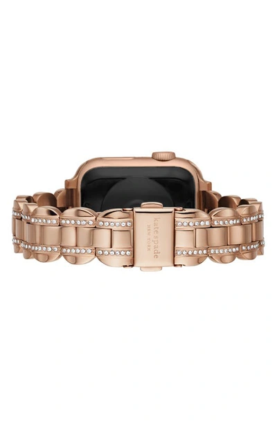 Shop Kate Spade Scallop 16mm Apple Watch® Pavé Bracelet Watchband In Rose Gold