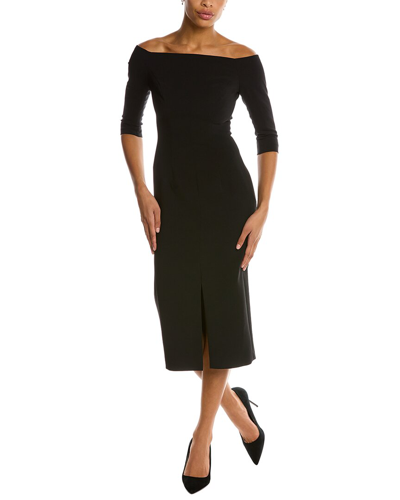 Shop Carolina Herrera Off-shoulder Midi Dress In Black