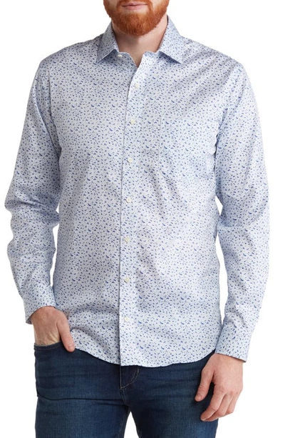 Shop Alton Lane Dylan Lifestyle Stretch Cotton Button-up Shirt In White Ditsy