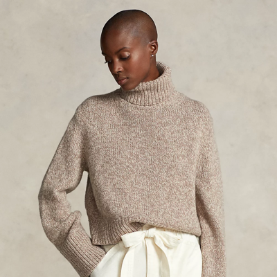 Ralph Lauren Wool-cashmere Turtleneck Sweater In Light Brown Marl | ModeSens