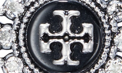 Shop Tory Burch Kira Crystal Stud Earrings In Antique Pewter/ Black Multi