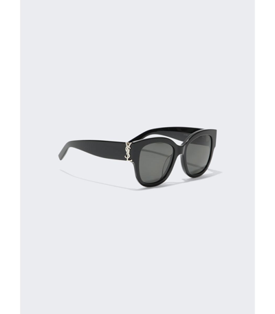 Shop Saint Laurent Oversized Cat Eye Sunglasses Grey