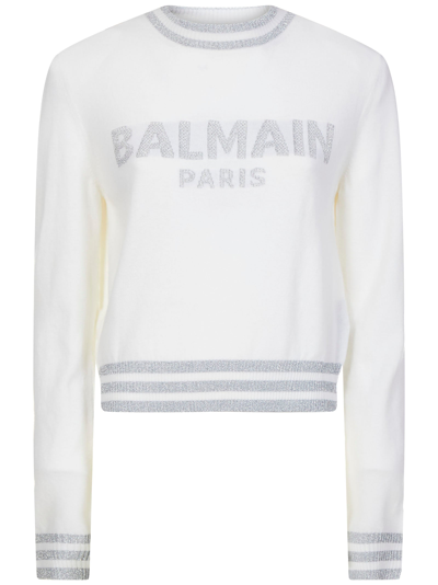 Shop Balmain Paris Sweater In White