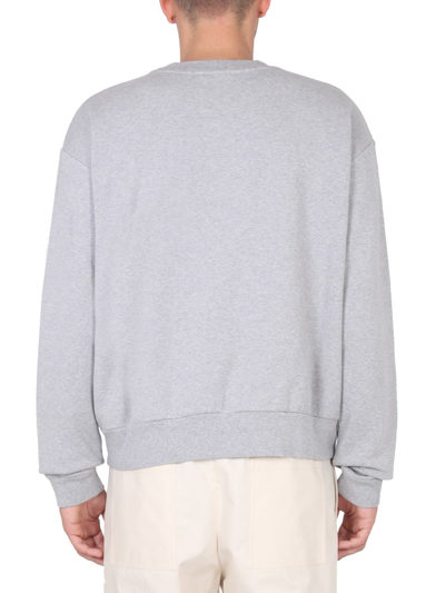 Shop Marni Crewneck Sweatshirt With Logo Print In Grey